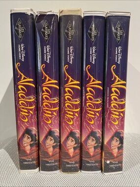 Black Diamond Disney Aladdin VHS Collectible - Purple & Gold Spines (Lot of 5)